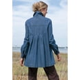 thumbnail image 5 of Woman Within Plus Size Pleat-Back Denim Jacket Long Oversized Jean Coat, 5 of 6