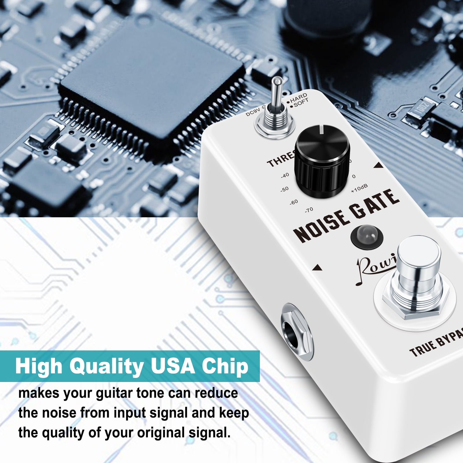 Rowin Noise Gate Pedal, Guitar Noise Killer Suppressor Effect with
