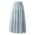 thumbnail image 6 of qelini Lace Maxi Skirt for Women Long Skirt Elastic High Waist A-line Skirt Solid Color Casual Skirt, 6 of 6