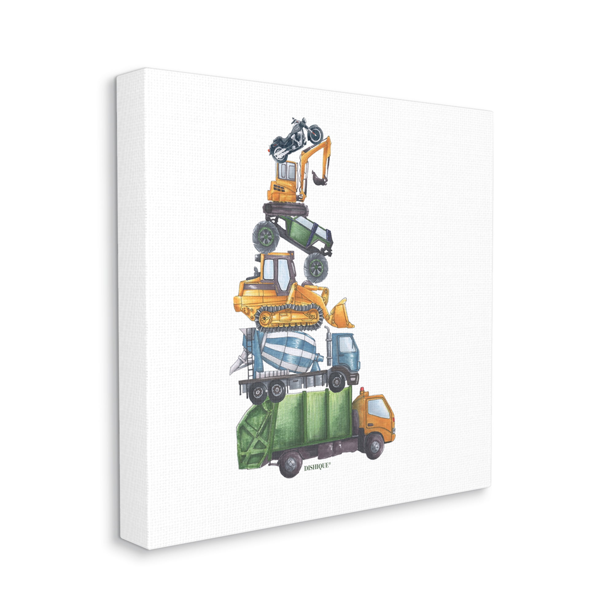 Stupell Industries Balancing Trucks Construction Vehicles Stacked Automobiles Graphic Art Gallery Wrapped Canvas Print Wall Art, Design by Dishique