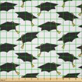 thumbnail image 2 of Ambesonne Graduation Fabric by the Yard Microfiber, Simplistic Caps Academic, 5 Yards, Mustard Charcoal Grey, 2 of 4