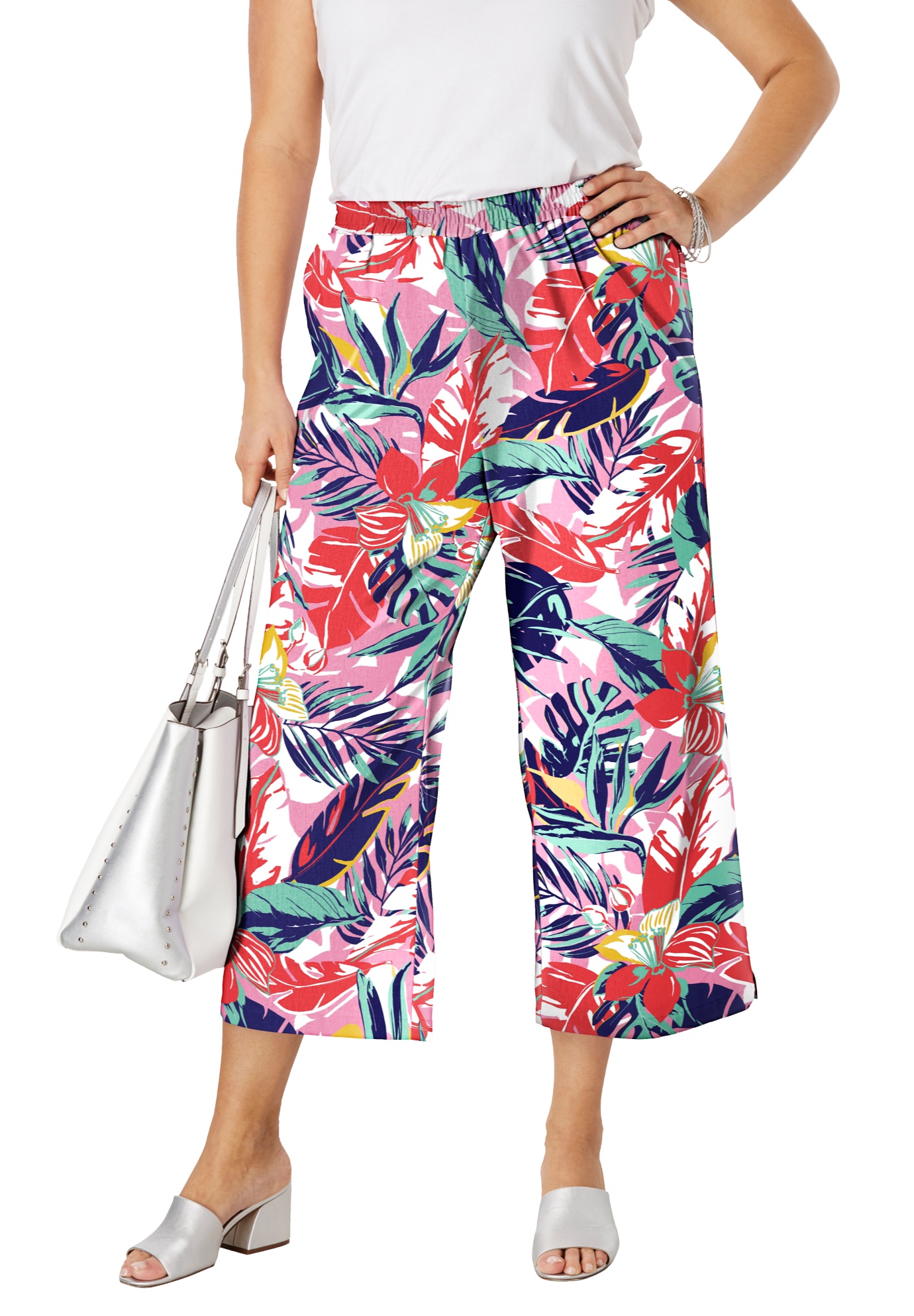 plus size linen crop pants