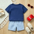 thumbnail image 5 of Hienoo Infant Boys Cartoon Train Embroidery Short Sleeve T Shirt Shorts Set Casual Outfits, 5 of 8