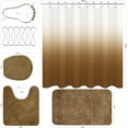 thumbnail image 3 of Tan Bathroom Sets with Shower Curtain and Rugs Waterproof Shower Curtain Sets 1 Piece and Soft Bathroom Rugs Sets 3 Piece for  Bathroom Decor Set, 3 of 14