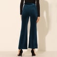thumbnail image 4 of Pantalones sueltos para mujer, cintura alta, pierna ancha, cinturón, pantalones acampanados de color puro con bolsillo lateral, azul purpúreo M, 4 of 6