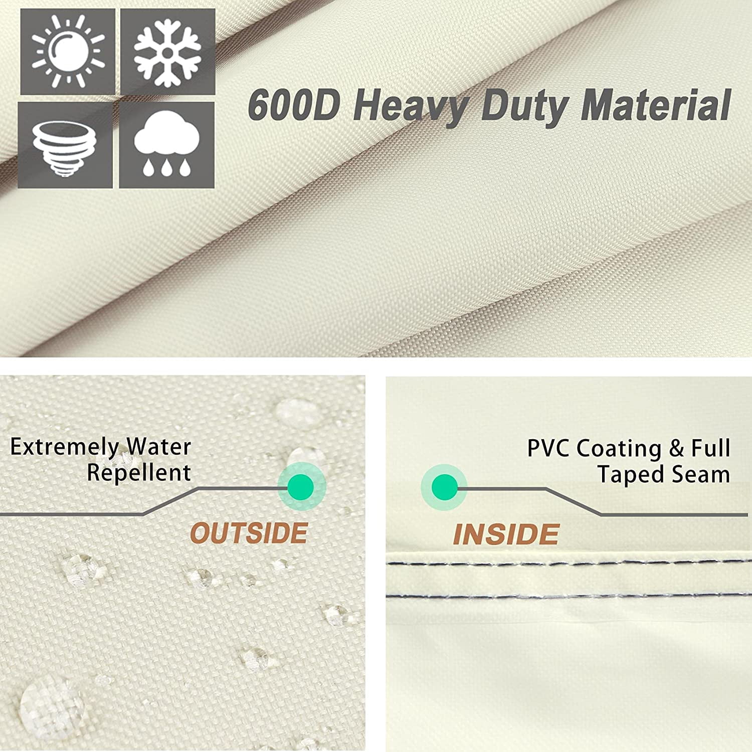 Gas Grill Covers Heavy Duty Waterproof 64 Inch Outdoor BBQ Cover 2-3 Burner Barbecue Cover for Weber, Char-Broil, Brinkmann, Nexgrill Grills and More, Beige