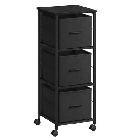 File Cabinet with 3 Drawers, Printer Stand, Cube Storage Shelf, for A4, Letter-Size Files, Hanging File Folders, File Storage Box, Home Office, Ebony Black and Ink Black UOFC058B56