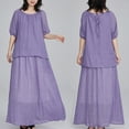 thumbnail image 1 of BEFOKA Robe pour Femme Grande Taille, Liquidation de Robes d'Été pour Femmes, Jupe de Complet Ample et Décontractée d'Été pour Femme à Couleur Unie, Manches Mi-Longues, Col Rond, 1 of 5