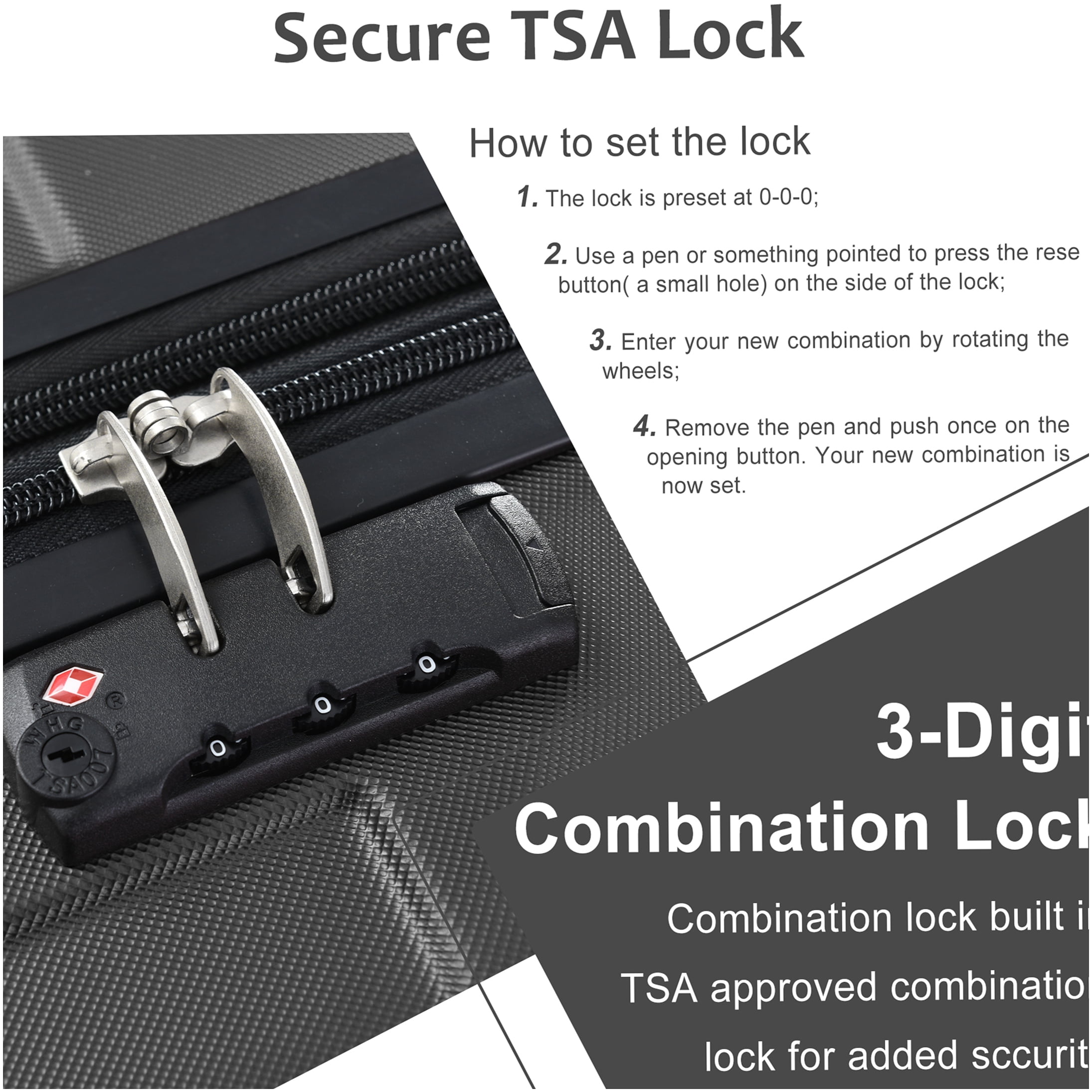 Black 28" Hardshell Luggage Suitcase: Lightweight ABS, Expandable, TSA Lock, Double Wheels. Ideal for Travel. Durable, Spacious Checked Bag.