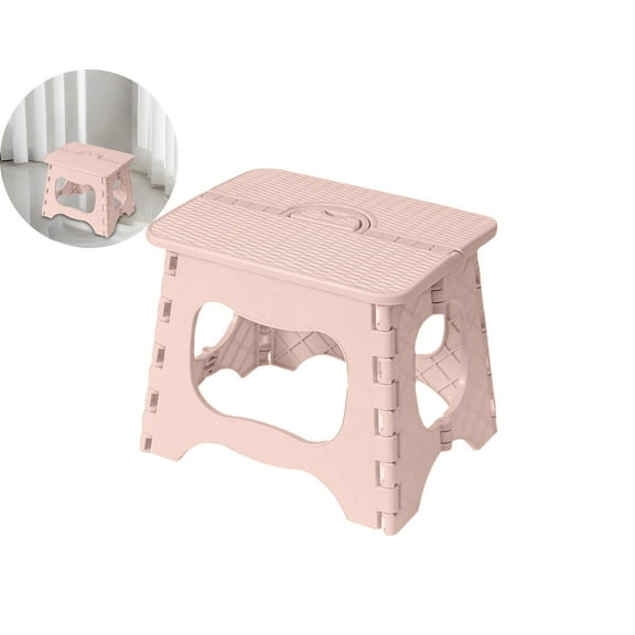 WNFJR Fold Step Stool for Adults, Non-Slip & Collapsible, with Handle, Small Footstool for Bathroom Bedroom Kitchen Use