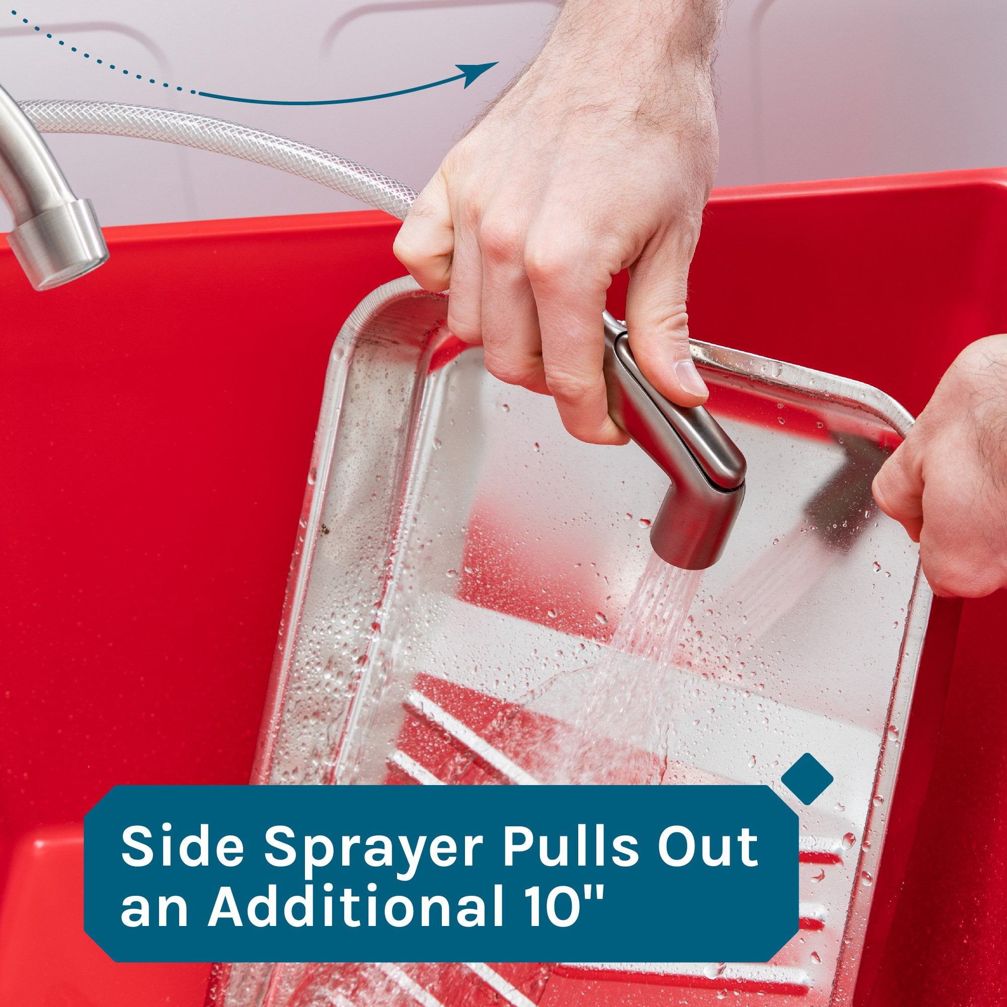 Tehila Utility Sink with Stainless Finish Faucet & Side Sprayer 19 Gallon - Red