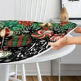 thumbnail image 5 of Christmas Round Fitted Tablecloth with Elastic Snowman Round Table Cover Waterproof Let It Snow Christmas Decor for Patio Holiday Kitchen Party Fits to 36"-40" Round Table (Black, 40" (Round)), 5 of 6