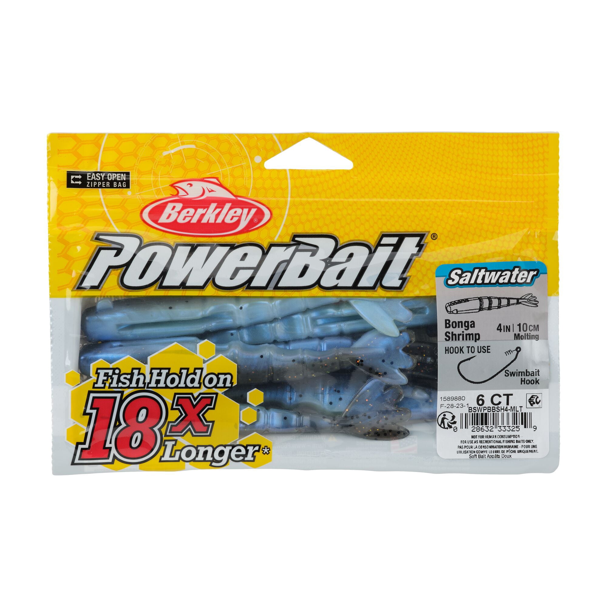 Berkley PowerBait® Saltwater Bonga Shrimp, 4 in, Shrimp, Molting (6-count)