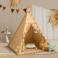 thumbnail image 1 of Carpa tipo tipi Wirhao para niños con lona de algodón y luces, 1 of 7