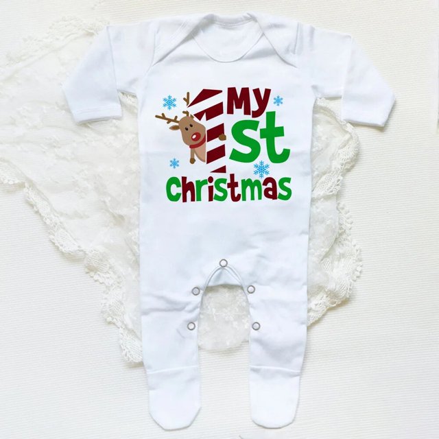Body con estampado de My 1st Christmas para bebé, ropa de dormir para recién nacido, traje de Hospital para recién nacido, Pelele de manga larga para fiesta de navidad