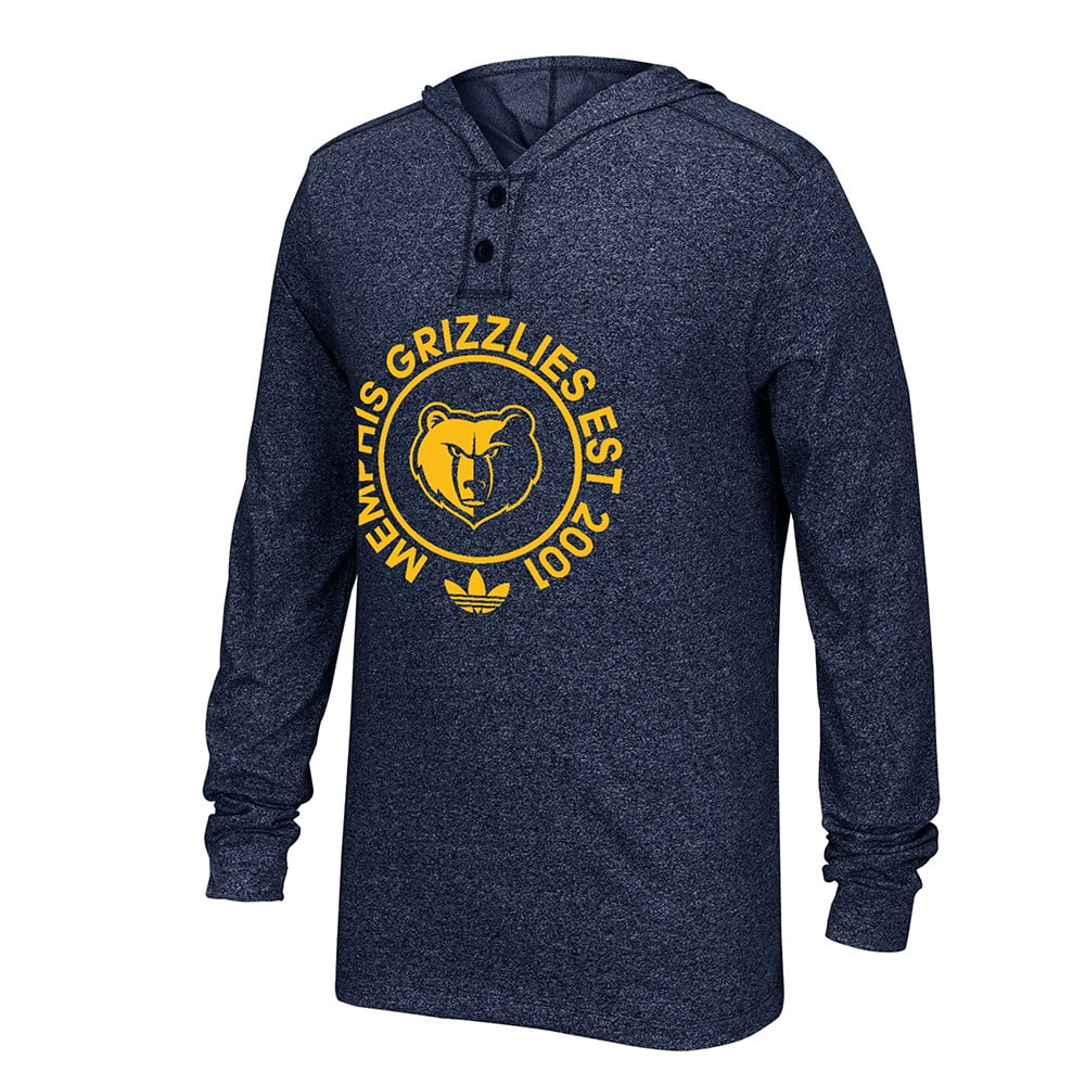 Memphis Grizzlies NBA Adidas Navy Blue Adidas Originals 2 Button Henley Pullover Hoodie Hoodie For Men by Adidas