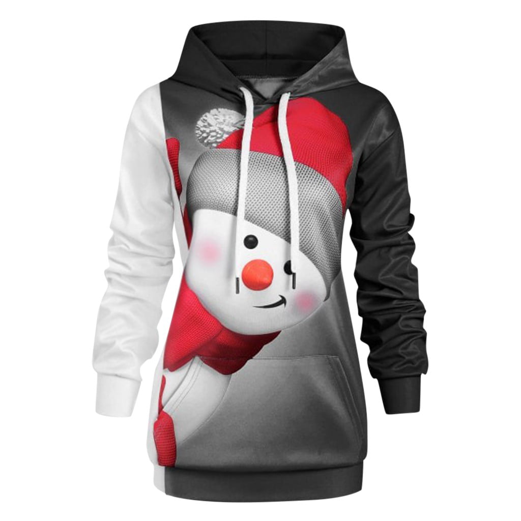 Hoodies Sweatshirt Pockets Snowman,Cartoon Xmas Elements,Sweatshirts for Boys