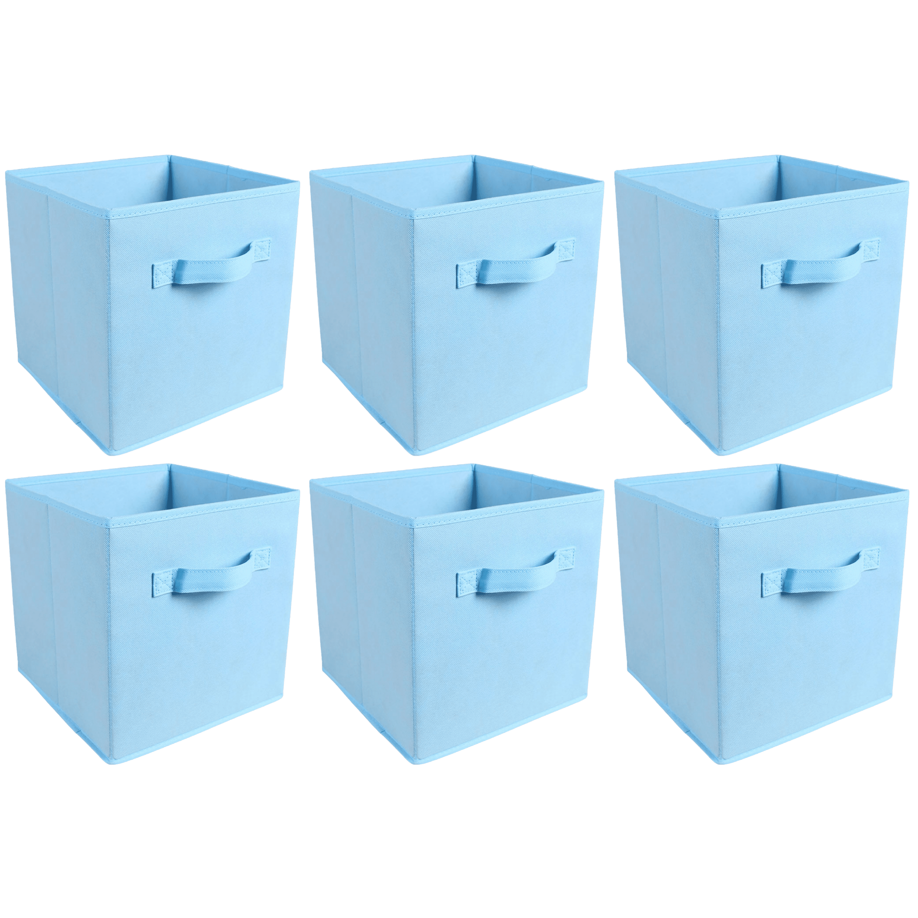 Purebryt Collapsible Fabric Cube Storage Bins (10.5" x 10.5" x 11" ), 6 Pack, Sky Blue