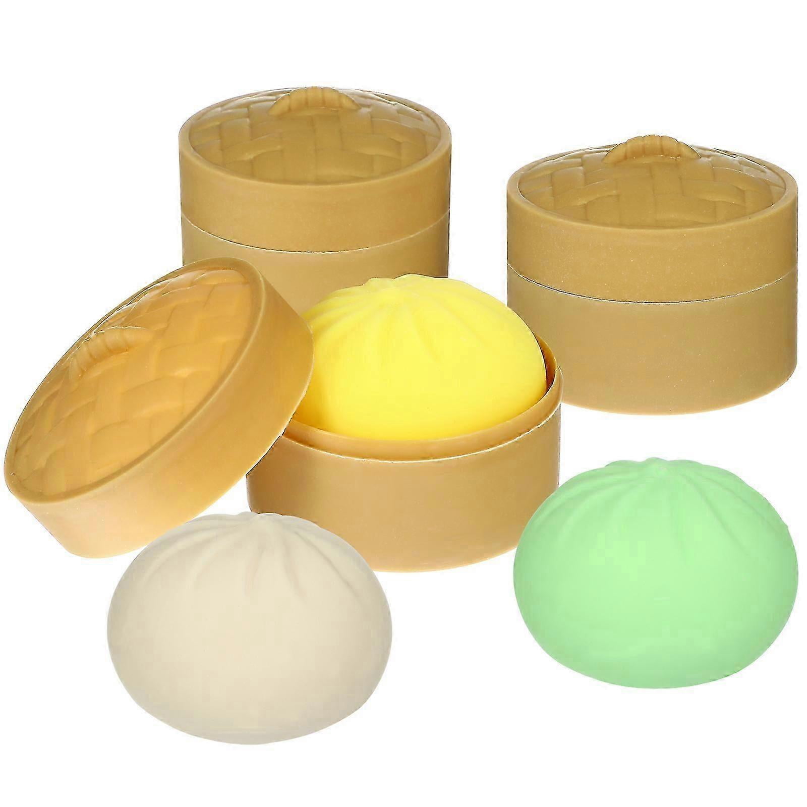 3 Pcs Dumpling Stress Balls Squeeze Sensory Toys with Food Steamers Hand Ball Toys Party Favors