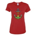 thumbnail image 2 of Trippy Mandala Nautical Colorful Mosaic Anchor | Womens Fashion Graphic T-Shirt, Red, X-Large, 2 of 4
