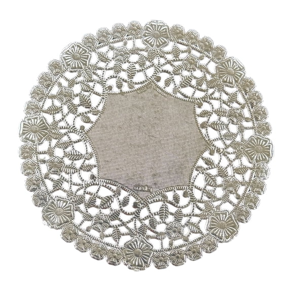 The Baker Celebrations 6-inch Silver Foil Doilies, Round Metallic Lace Paper, 50 Count