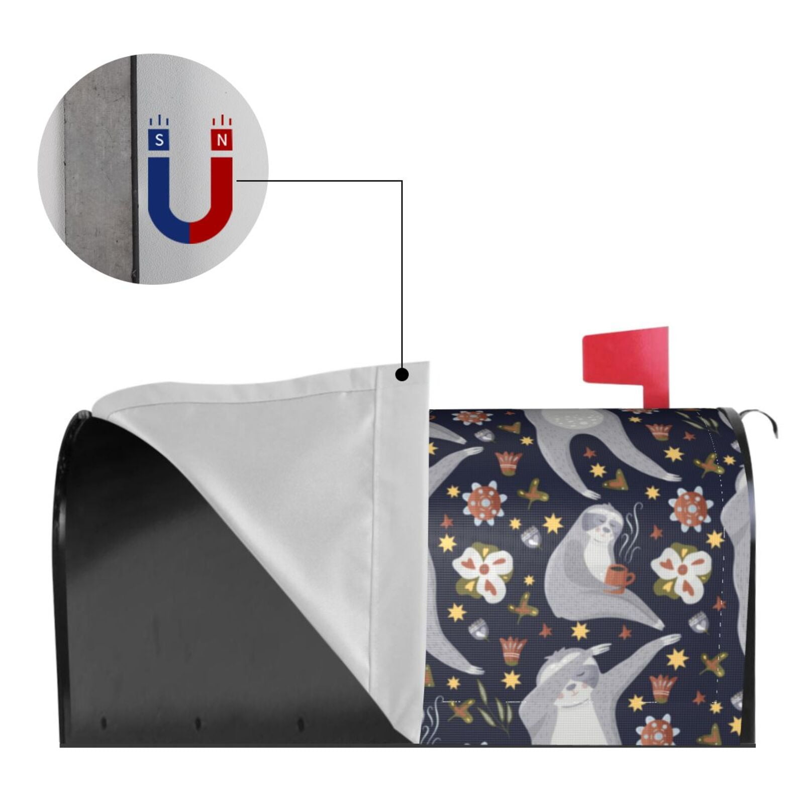 Logiee Sloths Dancing Print Post Letter Box Wrap Decor, Mailbox Cover Suitable for Standard Mailbox and Large Size Mailbox,Outdoor Yard Decoration-21x18 in
