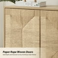 thumbnail image 2 of Boho Storage Accent Cabinet 2 Rope Woven Doors Set of 2 with Cable Management Oak, 2 of 7
