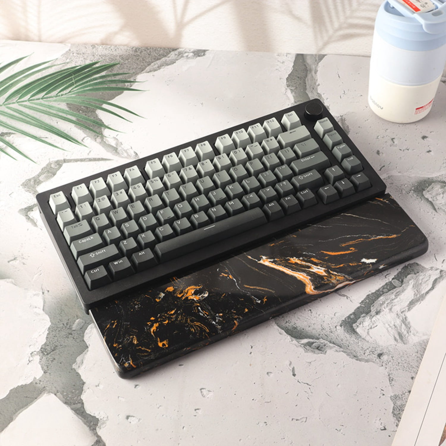 Dark Quartz Wrist Rest for Mechanical Keyboard, Ergonomic Hand Rest Pad with Unique Pattern, Comfortable Keyboard Palm Rest