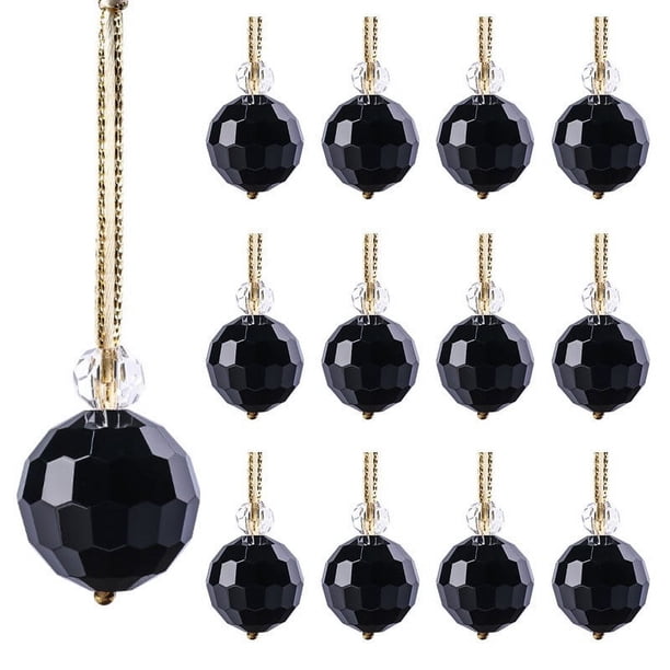 8 Mini Adornos Navideños de Cristal Iridiscentes para Árbol y Boda. Prismas Redondos Atrapasoles con Cadena. Decoración para Árbol de Navidad.
