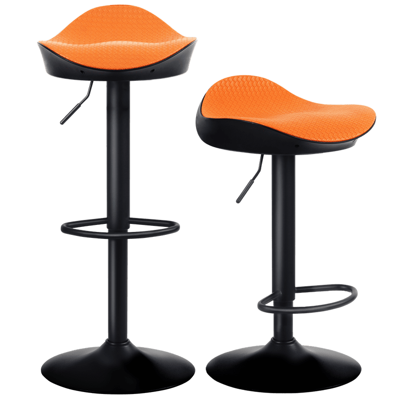 Kidol & Shellder Bar Stools Set of 2 Orange Adjustable Swivel Counter