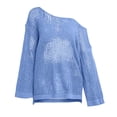 thumbnail image 3 of Womens Oversized Tshirts Hollow Out Breathable Long Sleeve Knitted Cover Top Summer Shirts for Women Blue M, 3 of 5