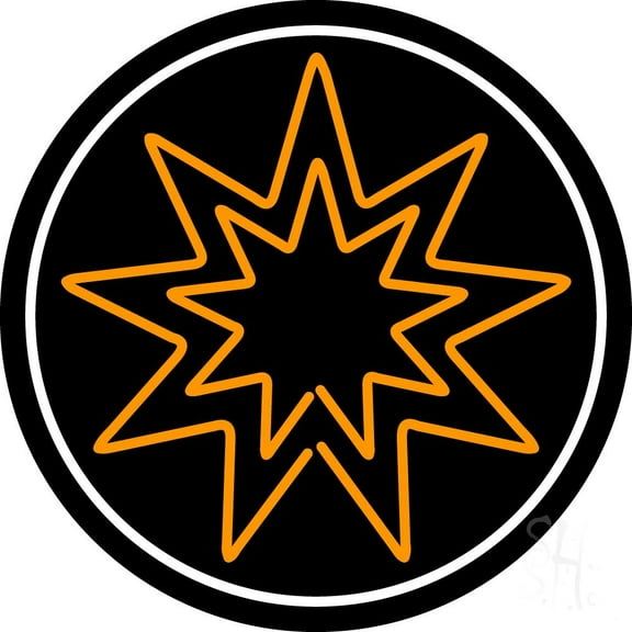 Bahai With Border LED Neon Sign 18 X 18 - inches Black Square Cut Acrylic Backing, with Dimmer - Premium built indoor Sign for Home décor, Event, Religious place, Store interior, Office.