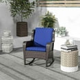 thumbnail image 3 of Yardi Yarda Outdoor Wicker Rocking Chair with Cushions, Rattan Rocker with Steel Frame, Dark Blue, 3 of 11