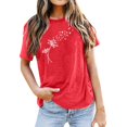 thumbnail image 1 of TSADFHJI Hauts à Manches Longues pour Femmes Coton Mode Décontractée Impression de Mots Chemises Col Rond Manches Courtes Tee Tops Tunique Blouse L Rouge, 1 of 5