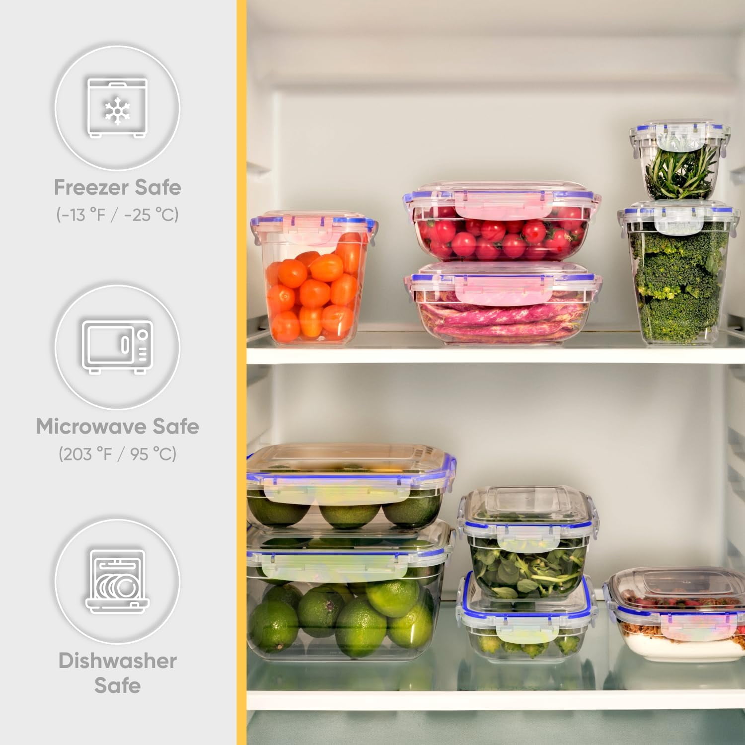 Superio Airtight Food Storage Containers with Leakproof Lids (2 Pack), 128 oz, Clear