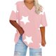 thumbnail image 1 of Camisetas de Verano de las Mujeres de Manga Corta con Cuello en V de Gran Tamaño Camiseta Deportiva Sólida, Base Cómoda Casual, 1 of 4