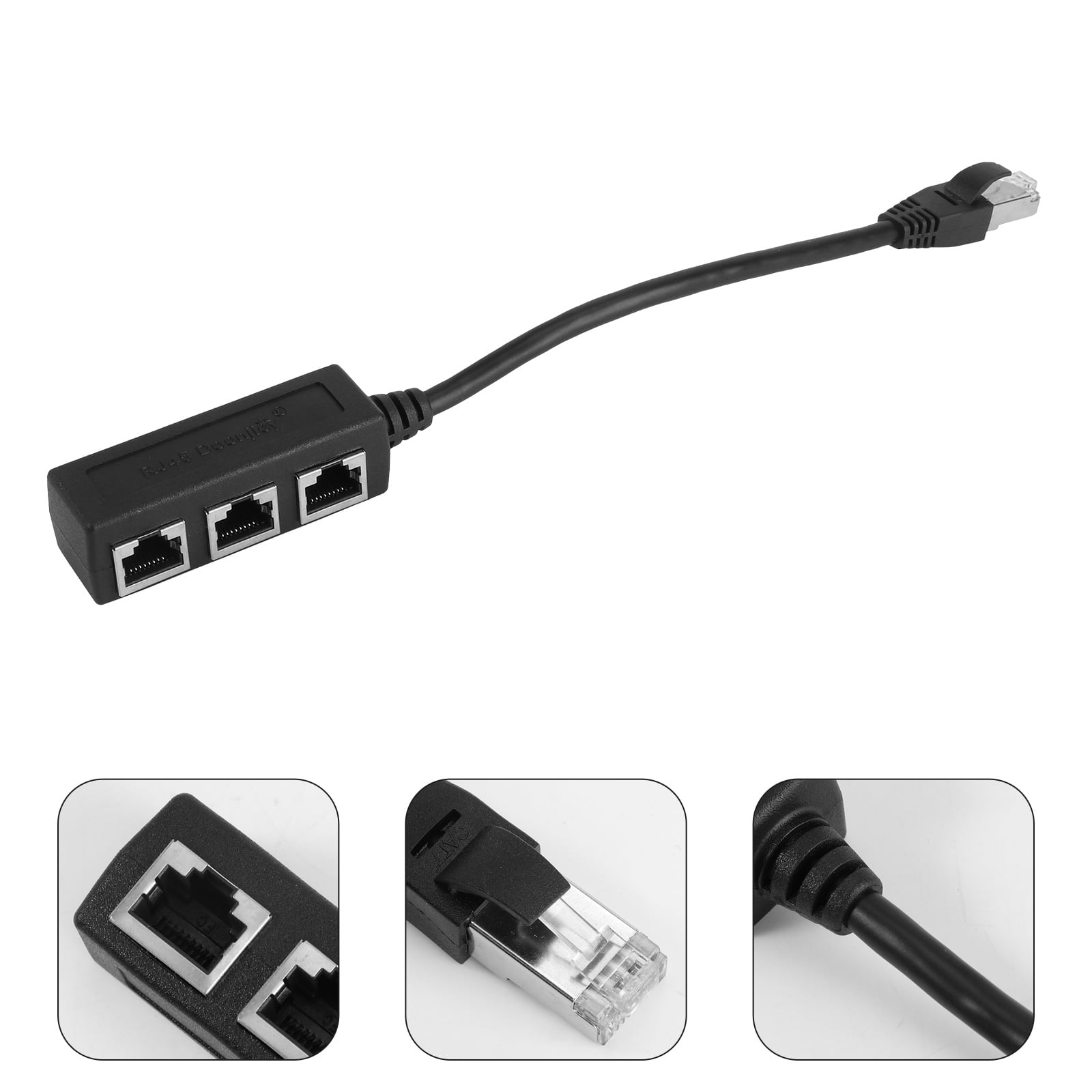 Etereauty RJ45 Cable Adapter Splitter 1 Male to 3 Female Port