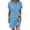 Light Blue, variant on Joernso Summer Women Dress V Neck Button Short Sleeves Loose Solid Color Pullover Casual Daily Wear Dating Mini Dress