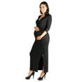 thumbnail image 3 of 24seven Comfort Appare Fitted V-Neck Side Slit Maternity Maxi Dress, 3 of 4