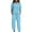 Sky Blue, variant on Women's 2-Piece Short Sleeve Button Solid T-Shirt Top and Long Pants Outfit - Polyester Spandex, Casual Summer Style