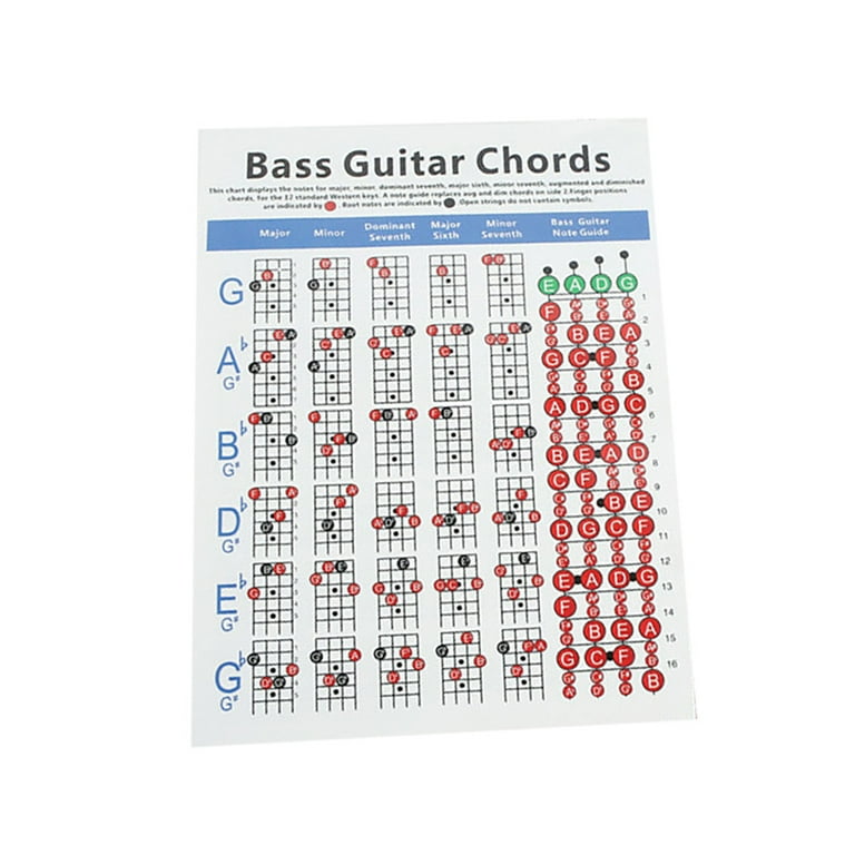 Welling 4 Strings Electric Bass Guitar Chord Chart Music Instrument  Practice Accessories