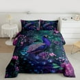 thumbnail image 2 of Manfei Chic Peacock Queen Comforter Set,Rustic Flower Floral Bedding Sets,Purple Pink Bedding Comforter Set For Girls Kids,Ultra Soft Home Decor Reversible,3 Pieces, 2 of 8