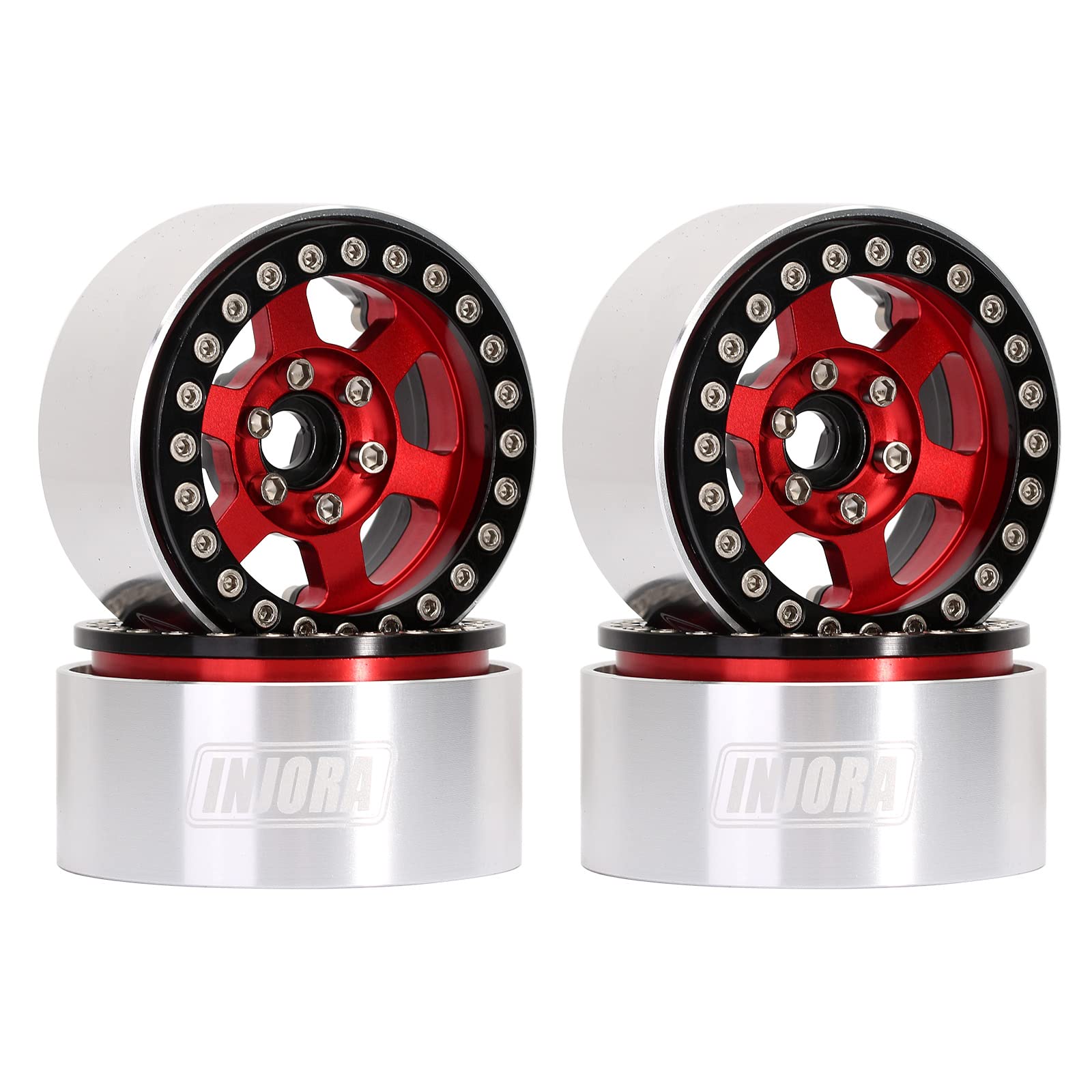 INJORA Llanta De Rueda De Metal Beadlock De 2.2 Pulgadas, 4 Unidades Cubo De Rueda De 12 Radios Para Rc Crawler Car Trx4 Trx6 Axial Scx10 90046