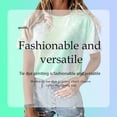 thumbnail image 4 of Camiseta de mujer Cuello redondo Manga corta Tie-dye Printed Casual Top, Azul cielo, XXL seitruly AP000470-30, 4 of 7