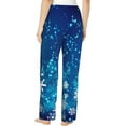 thumbnail image 4 of PISONIC Blue Snowflake Printed Women's Pajama Pants, Comfy Pajama Bottoms With Pockets&Drawstring, 4 of 7