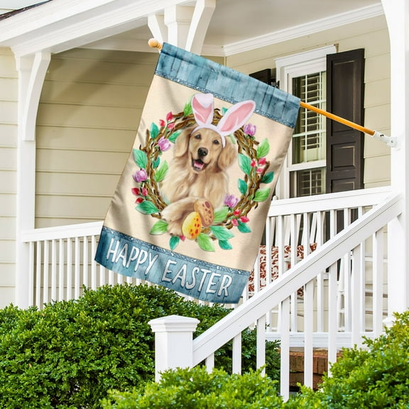 FLAGWIX Golden Retriever Happy Easter Flag, Outdoor Easter Decoration - House Flag (29.5" x 39.5")
