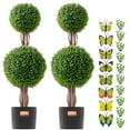 thumbnail image 6 of VEVOR Artificial Boxwood Topiary Tree, 36 inch Tall (2 Pieces), Double Ball Faux Topiary Trees, Faux Plant w/ Extra Leaves & Pot & Small Decoration, UV Rated Set for Home Decor Indoor/Outdoor, 6 of 9