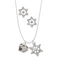 thumbnail image 1 of Delight Jewelry Silvertone Small Panther - Mascot Silver tone Snowflake Charm Necklace and Stud Earrings, 1 of 4