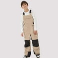thumbnail image 5 of Letdown Kids Snow Bibs - Girls Boys Snow Pants Ski Bib Overall Waterproof_Windproof Warm for Toddler Little Big Kid Unisex Ski Pants (#02-Khaki,11-12 Years), 5 of 7