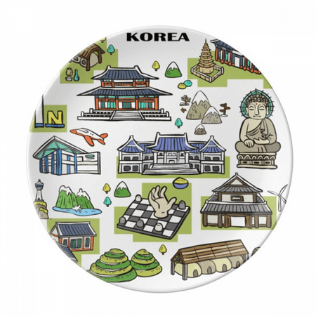 

Famous Tourist Attractions in South Korea Plate Decorative Porcelain Salver Tableware Dinner Dish